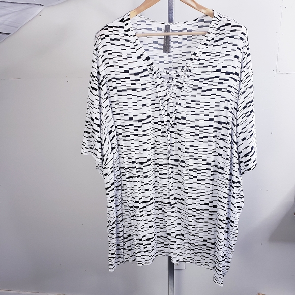 Penningtons Tops - Penningtons Oversized Tunic Top Lace-Up V-Neck Blouse Swim Cover-Up Plus Size 5X
